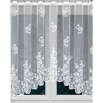 Biała firanka żakardowa taśma gotowa krótka 160x300cm róże