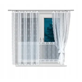 Biała firanka żakardowa taśma gotowa krótka lambrekin 60x300cm