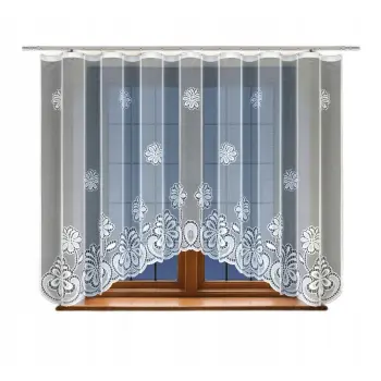 Biała firanka żakardowa taśma gotowa krótka 170x400cm