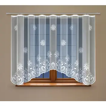 Biała firanka żakardowa taśma gotowa krótka 170x400cm