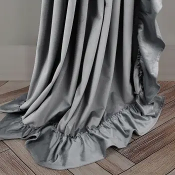 Zasłona welurowa falbana jasno szara 250x160cm