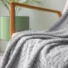 Koc narzuta jodełka jasno szary 200x220 miękki