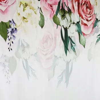 Zasłona biała w kwiaty 250x145cm taśma WAVE