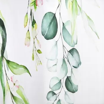Zasłona biała w listki 250x145cm taśma WAVE