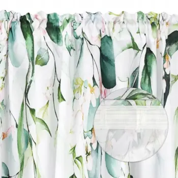 Zasłona biała w listki 250x145cm taśma WAVE