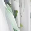 Zasłona biała w zielone duże liście 250x145cm taśma WAVE