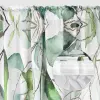 Zasłona biała w zielone duże liście 250x145cm taśma WAVE