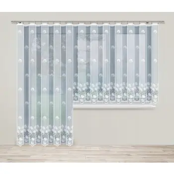 Biała firanka żakardowa taśma gotowa długa 240x200cm wzory