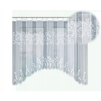 Biała firanka żakardowa taśma gotowa krótka 160x300cm listki