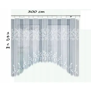 Biała firanka żakardowa taśma gotowa krótka 160x300cm listki