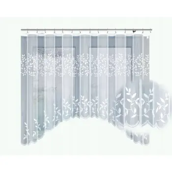 Biała firanka żakardowa taśma gotowa krótka 160x400cm listki