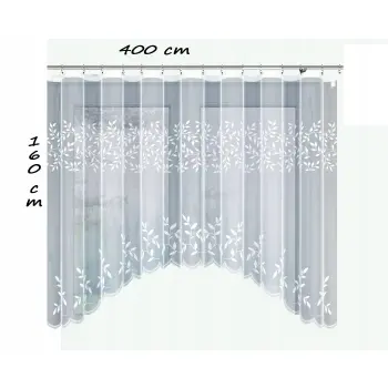 Biała firanka żakardowa taśma gotowa krótka 160x400cm listki