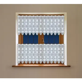 Komplet biała firana lambrekin żakardowy 30x300cm + 60x300cm