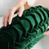 Poduszka dekoracyjna zielona velvet welur okrągła koło plisowana 35x35