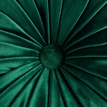 Poduszka dekoracyjna zielona velvet welur okrągła koło plisowana 35x35