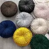 Poduszka dekoracyjna brąz velvet welur okrągła koło plisowana 35x35
