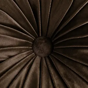 Poduszka dekoracyjna brąz velvet welur okrągła koło plisowana 35x35