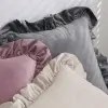 Poszewka dekoracyjna falbany welur 40x40 jasno szara