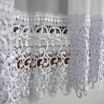 Firana biała taśma woal gipiura kokony 160x400cm outlet