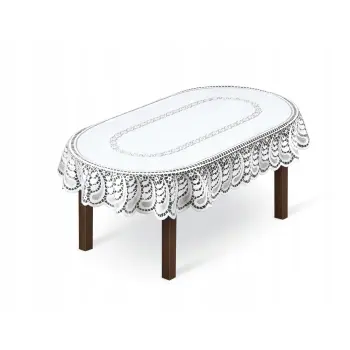 Obrus owalny biały żakardowy 100x150 150x100