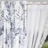 Zestaw dekoracyjny komplet firana długa zasłony wys.250 niebieskie liście