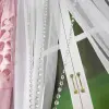 Komplet zestaw dekoracyjny zasłony wys.160 ażurowe zawieszki pastelowy róż