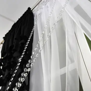Komplet zestaw dekoracyjny zasłony wys.160 ażurowe zawieszki czarny