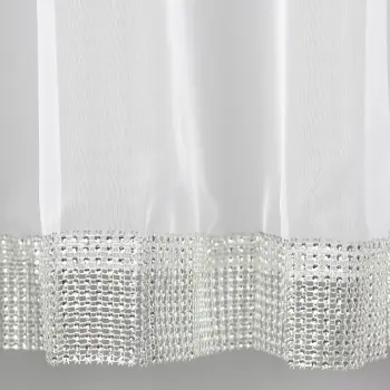 Firana woalowa z cyrkoniami 150x300 biała prosta gotowa