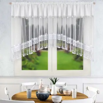 Firana markizeta welur 140x400 biała cyrkonie gipiura